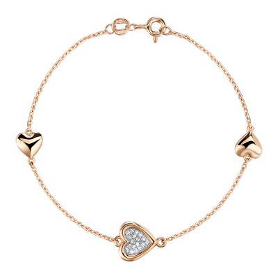 Браслет с бриллиантом из красного золота 585 пробы фото