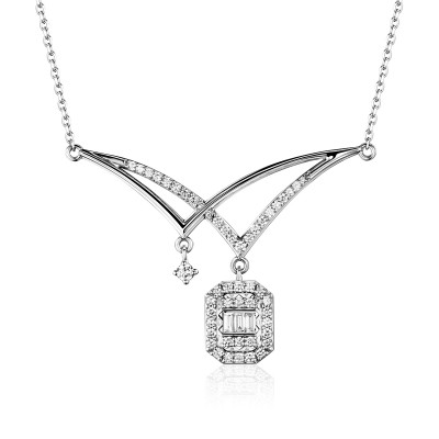 Колье с бриллиантом из белого золота 585 пробы фото