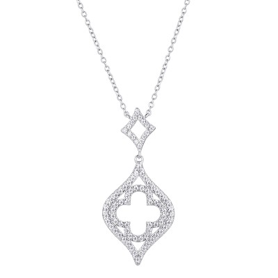 Колье с цирконом из серебра 925 пробы фото