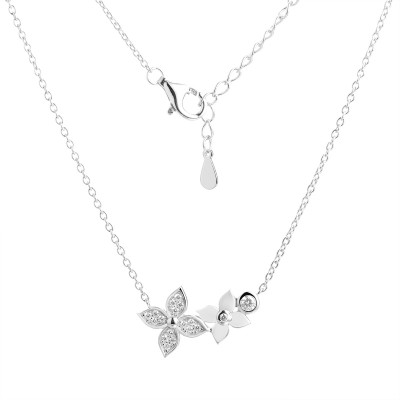 Колье с цирконом из серебра 925 пробы фото