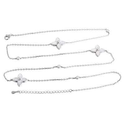 Колье с цирконом и перламутром из серебра 925 пробы фото