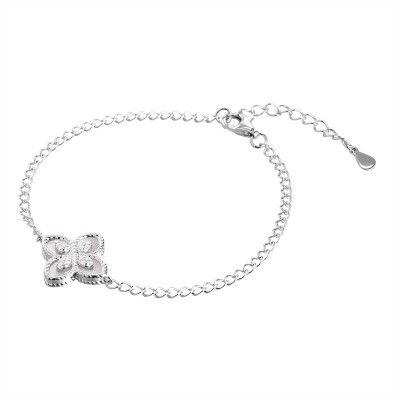 Браслет с цирконом и перламутром из серебра 925 пробы фото