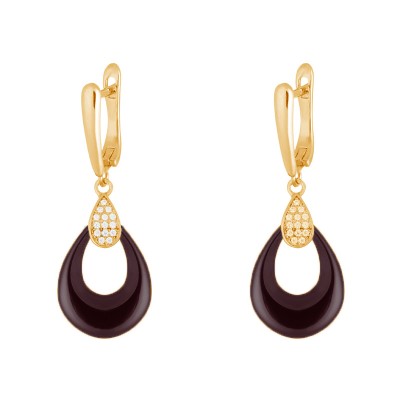 Серьги с цирконом и керамикой из серебра 925 пробы фото