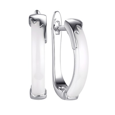 Серьги с керамикой из серебра 925 пробы фото