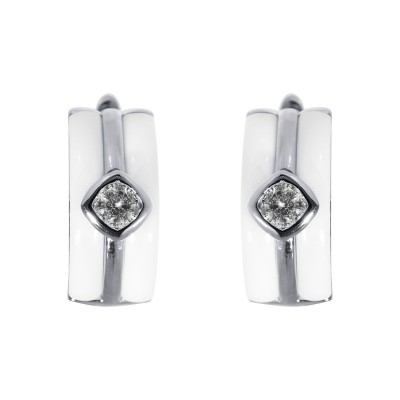 Серьги с цирконом и керамикой из серебра 925 пробы фото