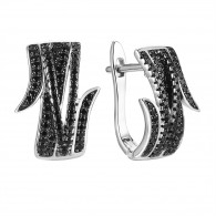 Серьги с кристаллом из серебра 925 пробы фото