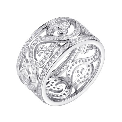 Кольцо с цирконом из серебра 925 пробы фото