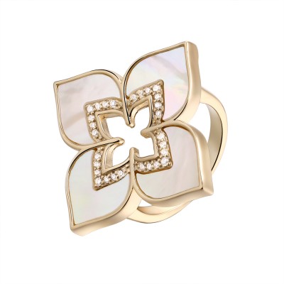 Кольцо с цирконом и перламутром из серебра 925 пробы фото