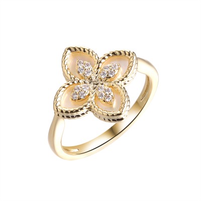 Кольцо с цирконом и перламутром из серебра 925 пробы фото