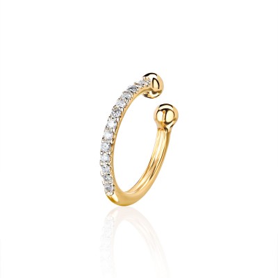 Серьга одиночная с бриллиантом из желтого золота 585 пробы фото