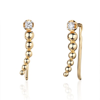 Серьги с бриллиантом из желтого золота 585 пробы фото