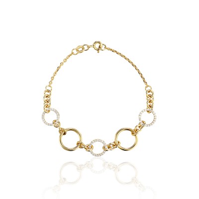 Браслет с фианитом из желтого золота 585 пробы фото