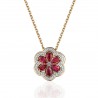Колье с бриллиантом и рубином из желтого золота 585 пробы