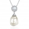 Колье с жемчугом, бриллиантом и лунным камнем из белого золота 585 пробы