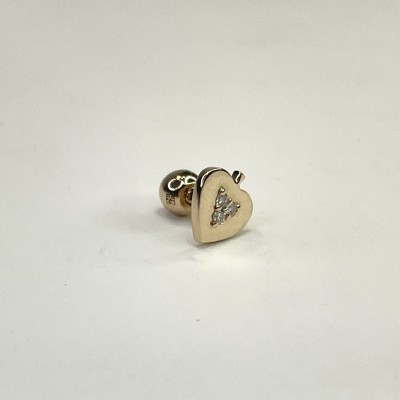 Серьга одиночная с бриллиантом из красного золота 585 пробы фото