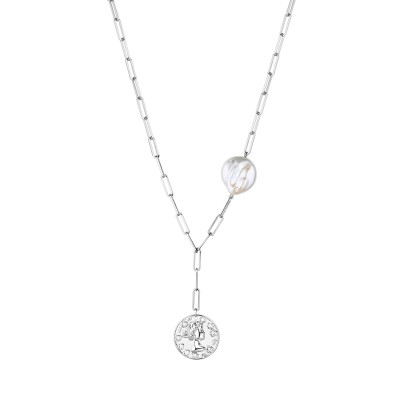 Колье с жемчугом из серебра 925 пробы фото