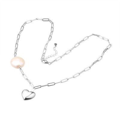 Колье с жемчугом из серебра 925 пробы фото