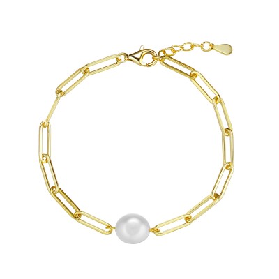 Браслет с жемчугом из серебра 925 пробы фото