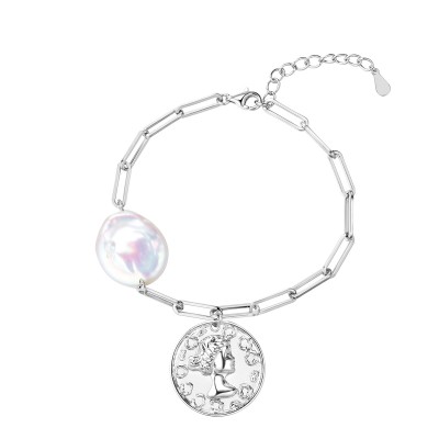 Браслет с жемчугом из серебра 925 пробы фото