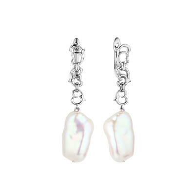 Серьги с жемчугом из серебра 925 пробы фото