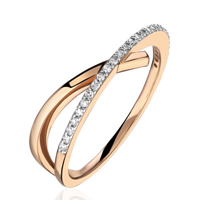 Кольцо с бриллиантом из красного золота 585 пробы фото