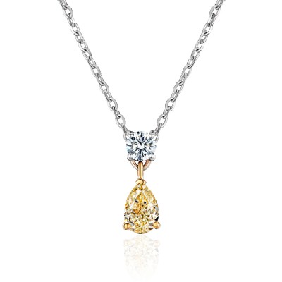 Колье с бриллиантом из комбинированного золота 750 пробы фото