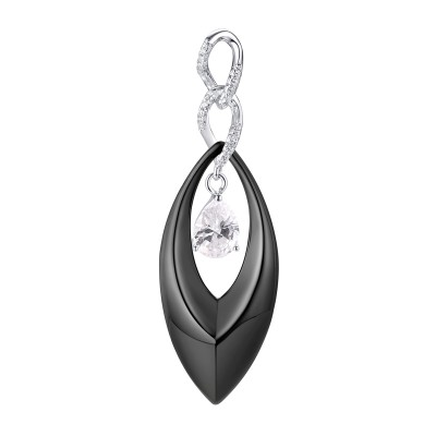 Подвеска с цирконом и керамикой из серебра 925 пробы фото