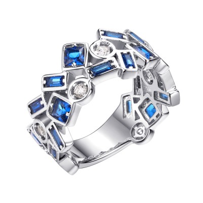 Кольцо с цирконом и шпинелью из серебра 925 пробы фото