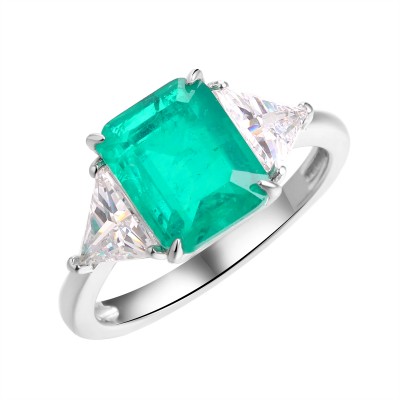 Кольцо с цирконом и Ситалл из серебра 925 пробы фото