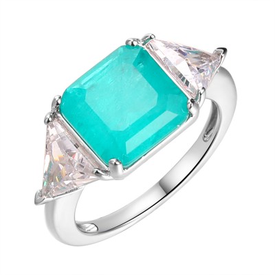 Кольцо с цирконом и Ситалл из серебра 925 пробы фото