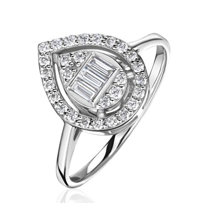 Кольцо с бриллиантом из белого золота 585 пробы фото