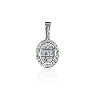 Подвеска с бриллиантом из белого золота 585 пробы фото