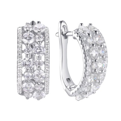 Серьги с цирконом из серебра 925 пробы фото