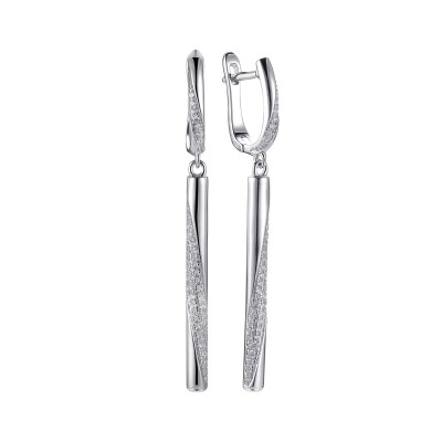 Серьги с цирконом из серебра 925 пробы фото