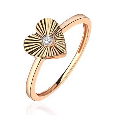 Кольцо с бриллиантом из красного золота 585 пробы фото