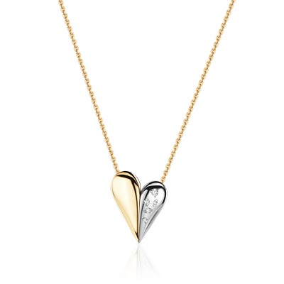 Колье с бриллиантом из комбинированного золота 585 пробы фото