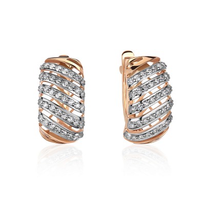 Серьги с бриллиантом из красного золота 585 пробы фото