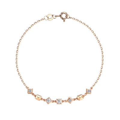 Браслет с фианитом и  фианитом из желтого золота 585 пробы фото