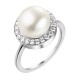 Кольцо с цирконом и жемчугом из серебра 925 пробы