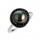 Кольцо с жемчугом и шпинелью из серебра 925 пробы