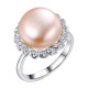 Кольцо с цирконом и жемчугом из серебра 925 пробы