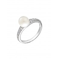 Кольцо с цирконом и жемчугом из серебра 925 пробы фото
