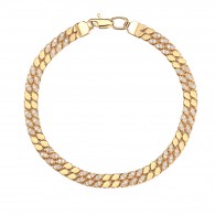 Браслет с фианитом из желтого золота 585 пробы фото