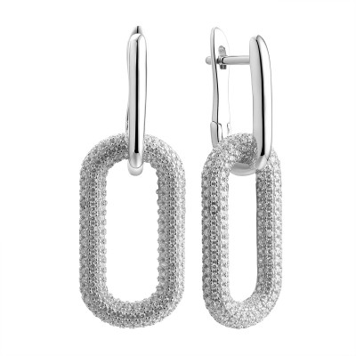 Серьги с цирконом из серебра 925 пробы фото