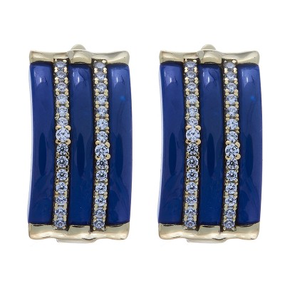 Серьги с цирконом и керамикой из серебра 925 пробы фото