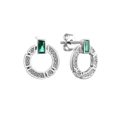 Серьги с цирконом и шпинелью из серебра 925 пробы фото