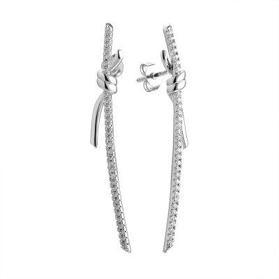 Серьги с цирконом из серебра 925 пробы фото