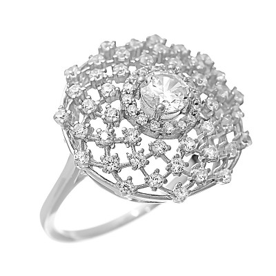 Кольцо с цирконом из серебра 925 пробы фото