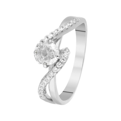 Кольцо с цирконом из серебра 925 пробы фото