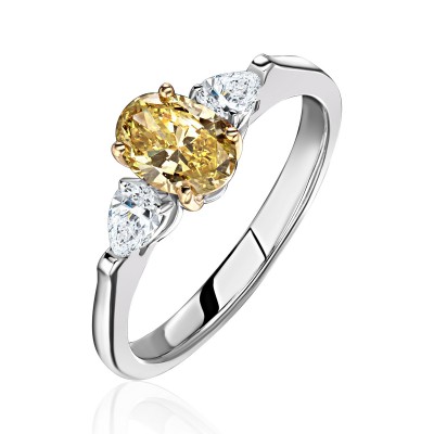 Кольцо с бриллиантом из комбинированного золота 585 пробы фото